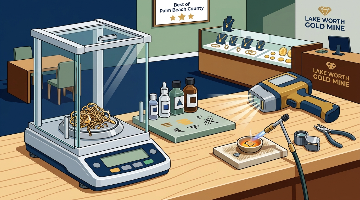 How the Lake Worth Gold Mine Weighs and Measures Gold Items