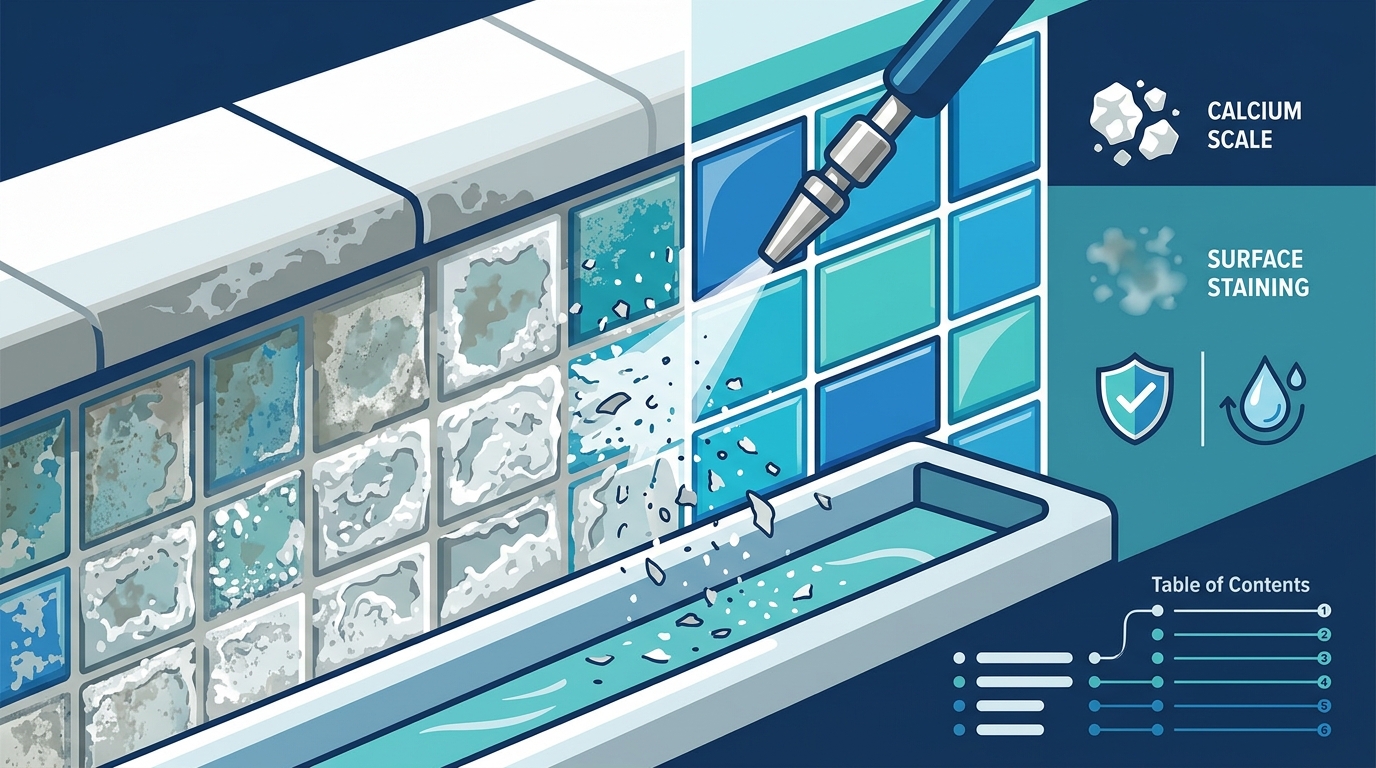 Pool Tile Cleaning and Scale Removal in Baton Rouge