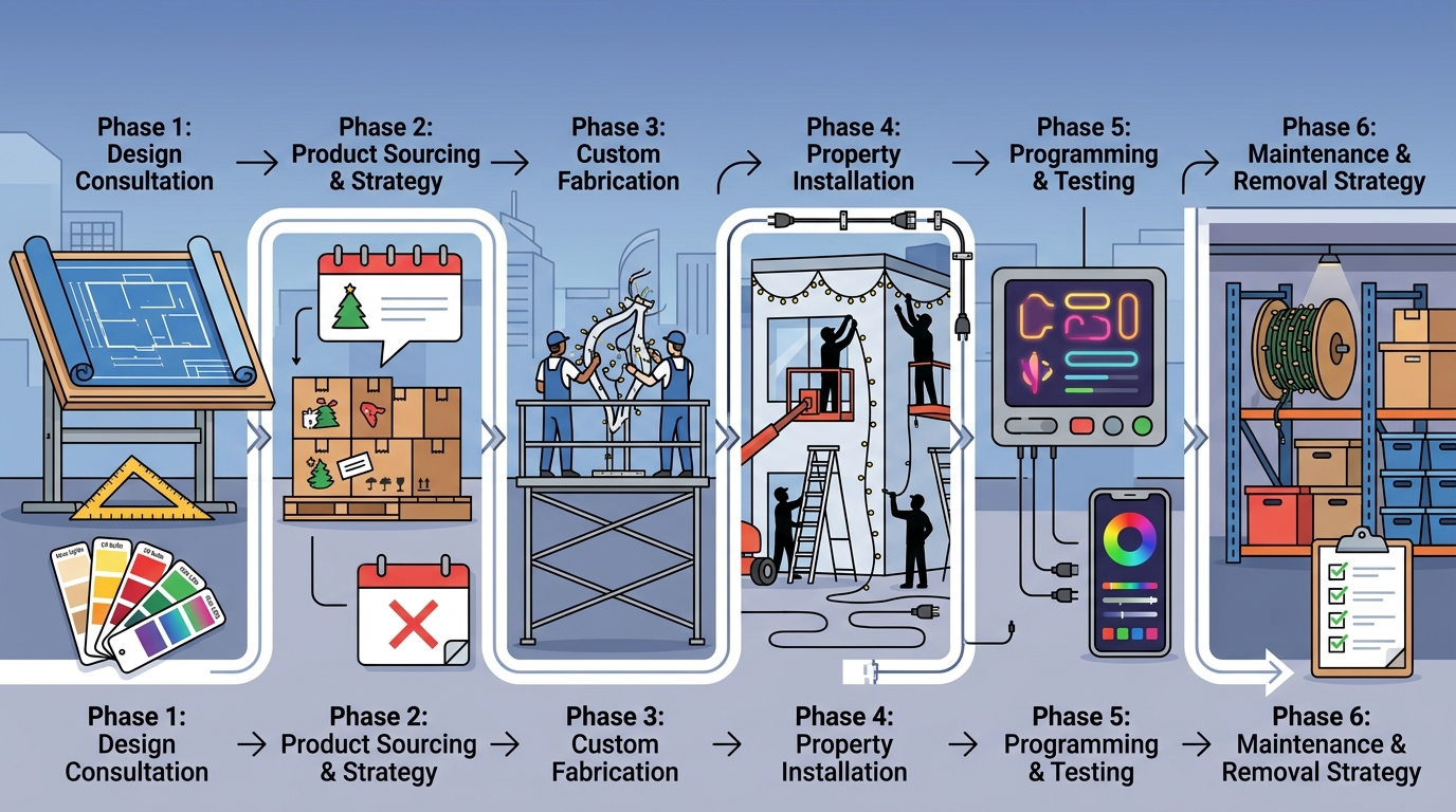 Commercial Holiday Light Installation Timeline: A Step-by-Step