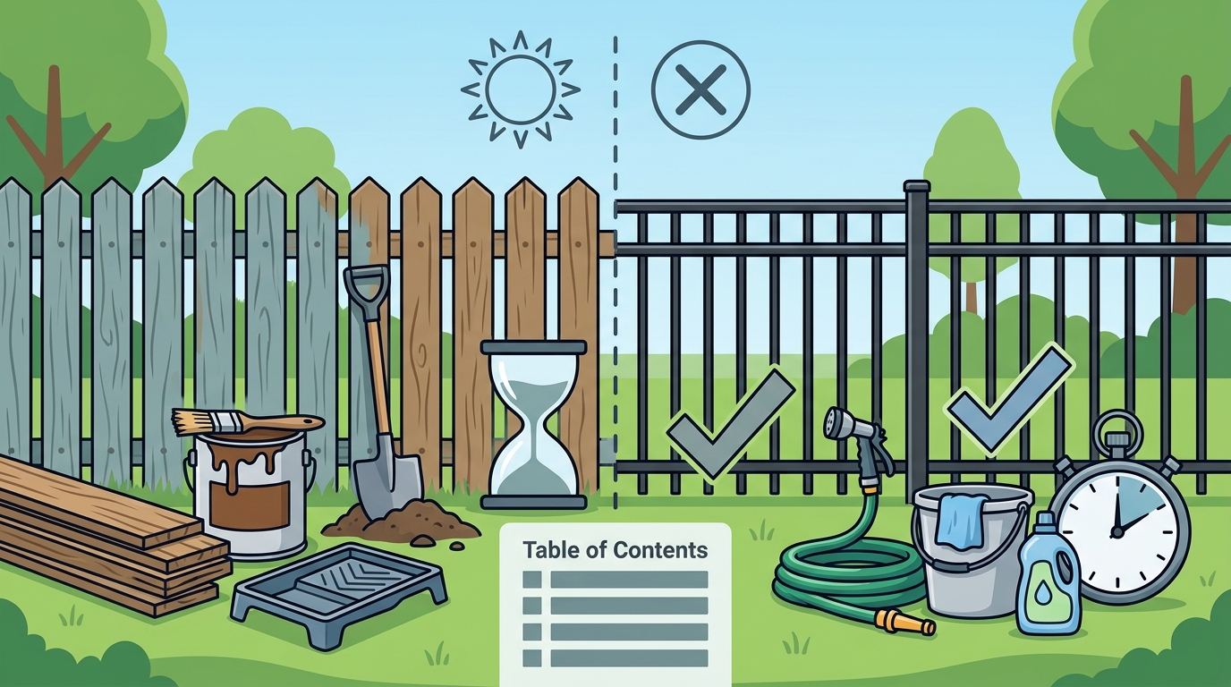 Aluminum vs. Wood Fence Maintenance: Time and Cost Breakdown