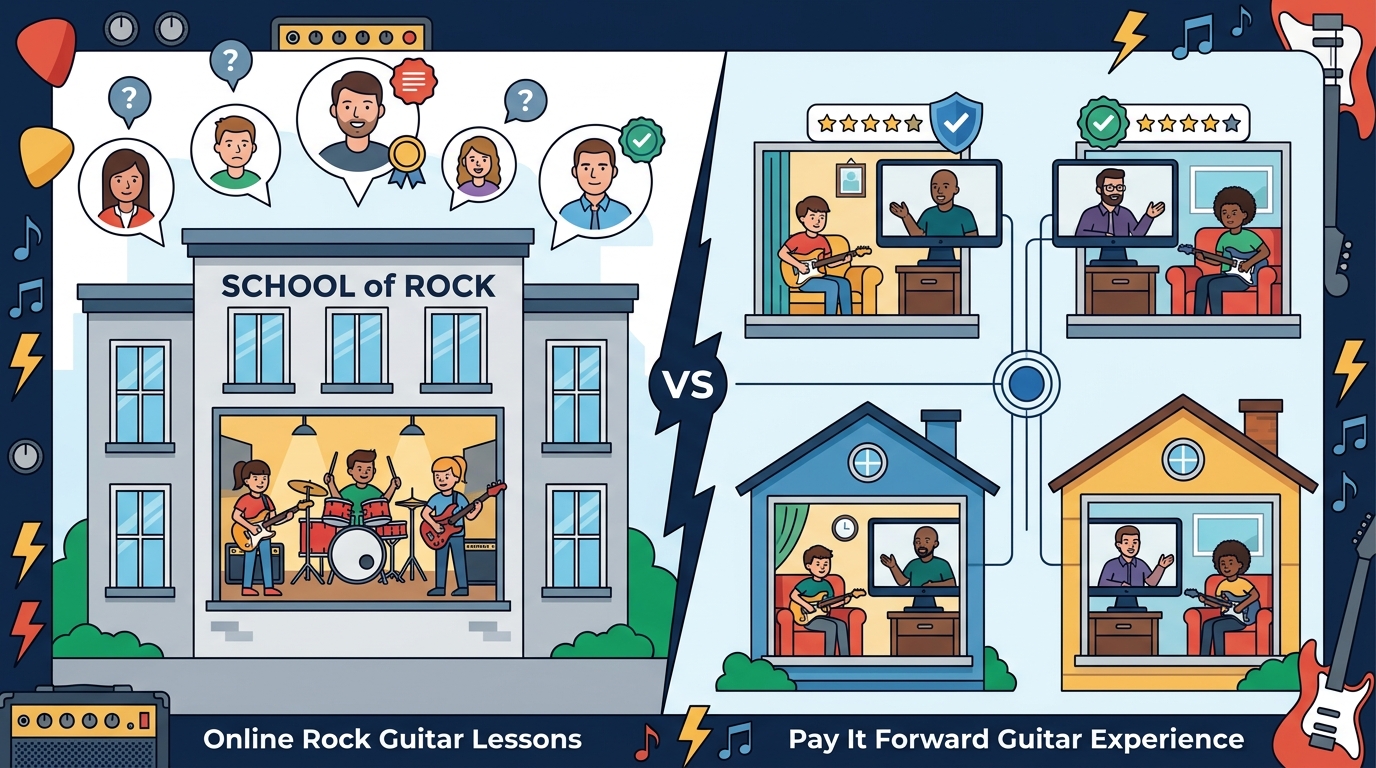 School of Rock vs. Online Rock Guitar Lessons for Kids