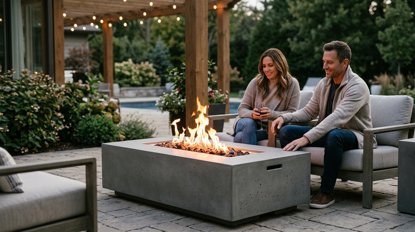 What Heat Output Should I Look For in a Concrete Fire Table?