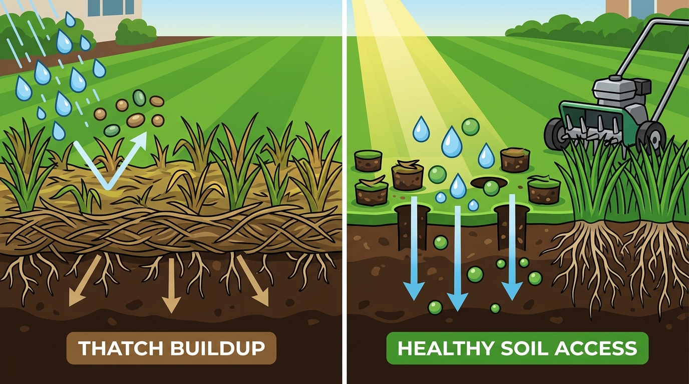How Thatch Buildup Affects Lawn Color and Management