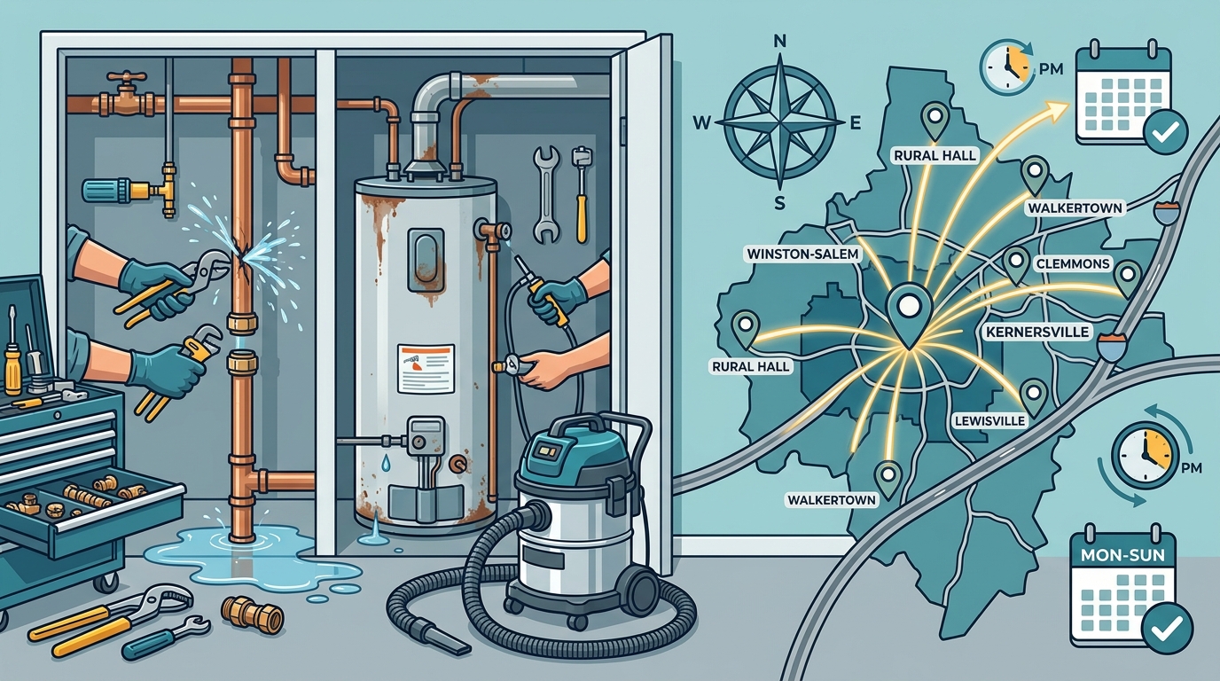 Same-Day Emergency Plumbing Service Areas Near Winston-Salem
