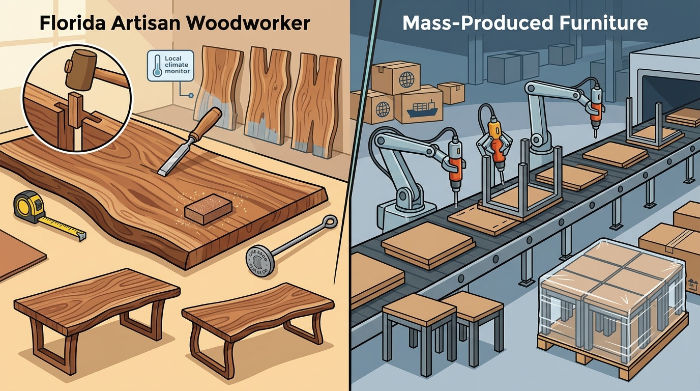 Florida Artisan Woodworkers vs Mass-Produced Furniture