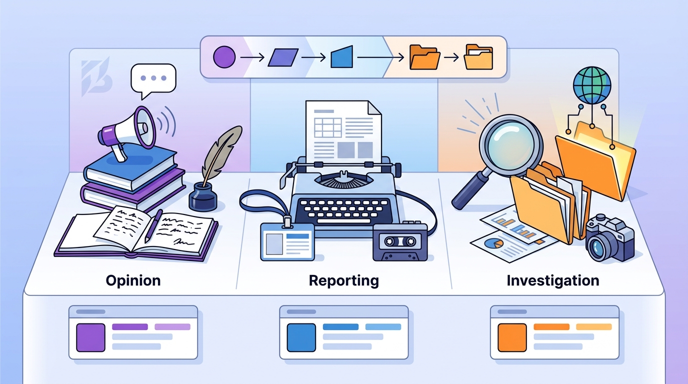 Distinguishing Opinion, Reporting, and Investigation on The Bab