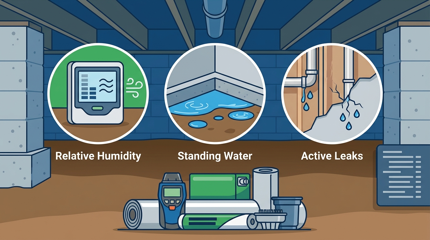 What moisture conditions should I check before buying a crawl...