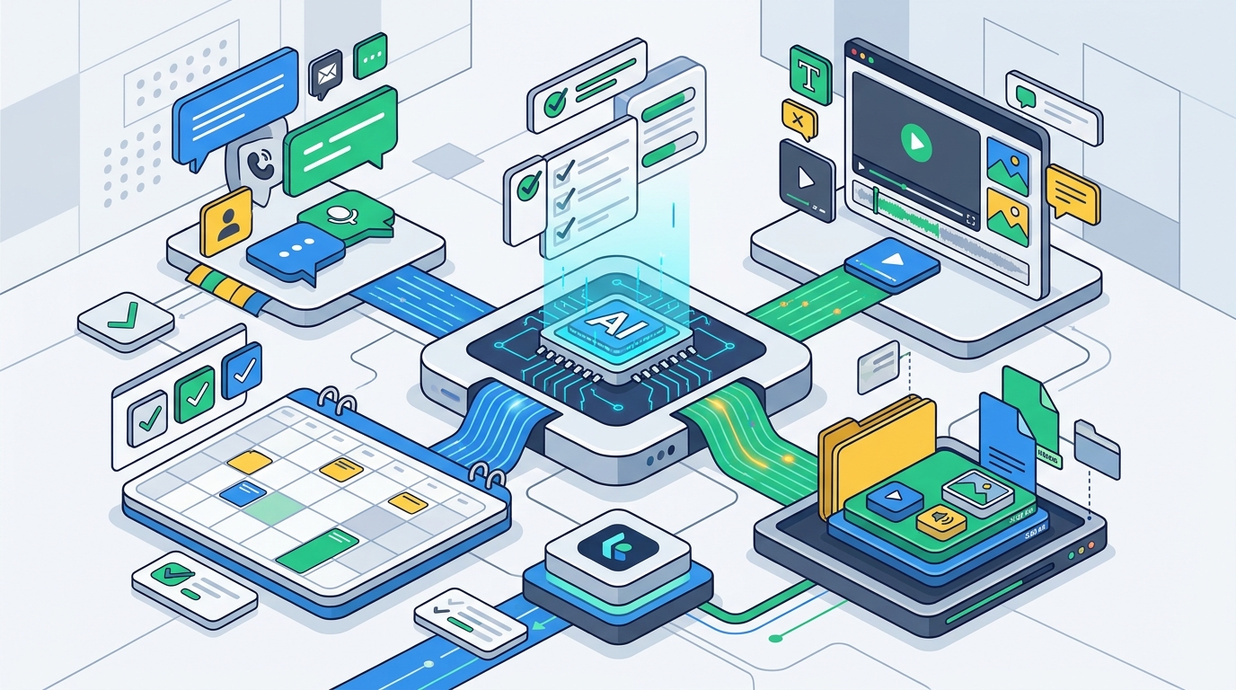 AI-Powered Media Workspace: Chat, Calendar, Tasks, Storage, and