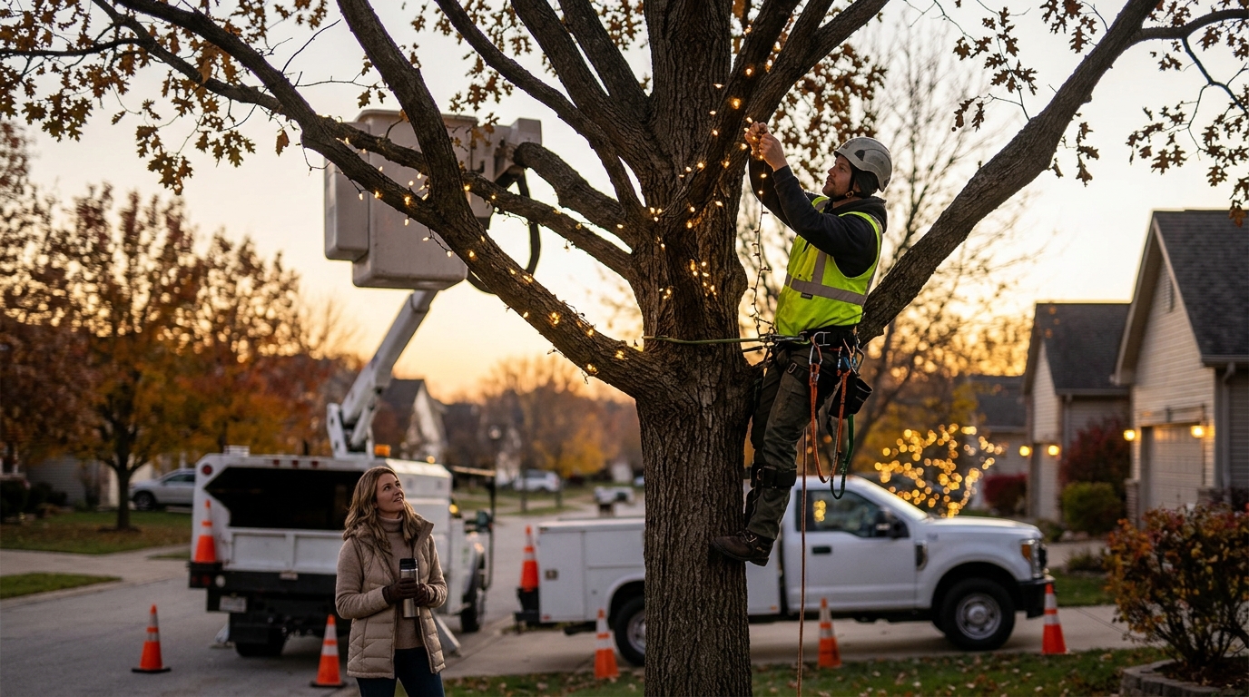 Tree Care Specialist vs. Handyman for Holiday Lights