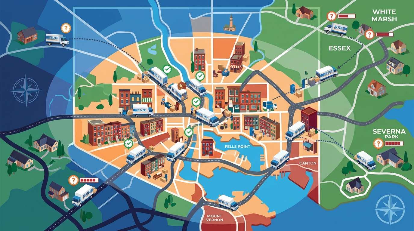 Baltimore Moving Coverage: Core vs. Outer Neighborhoods