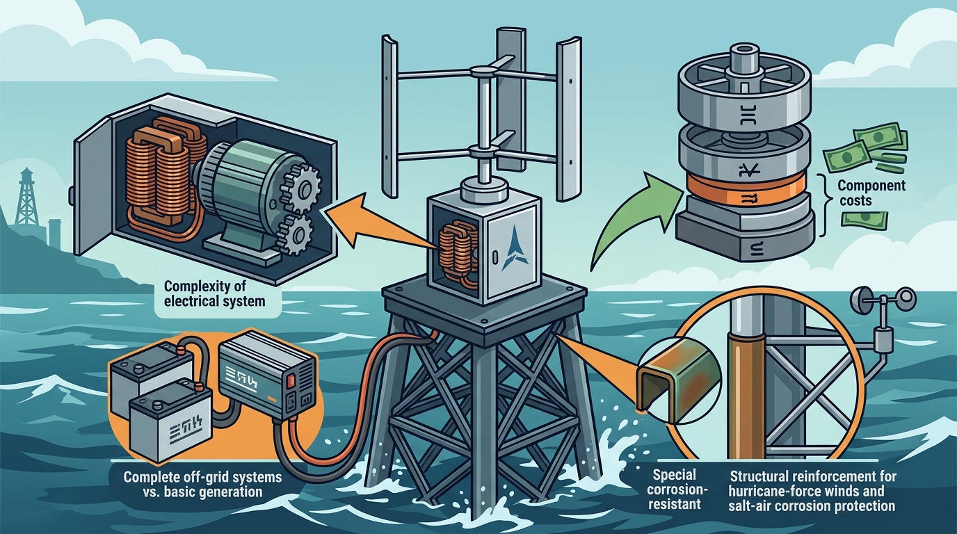 Cost Factors for 10-30 kW Vertical Wind Turbines in Ocean