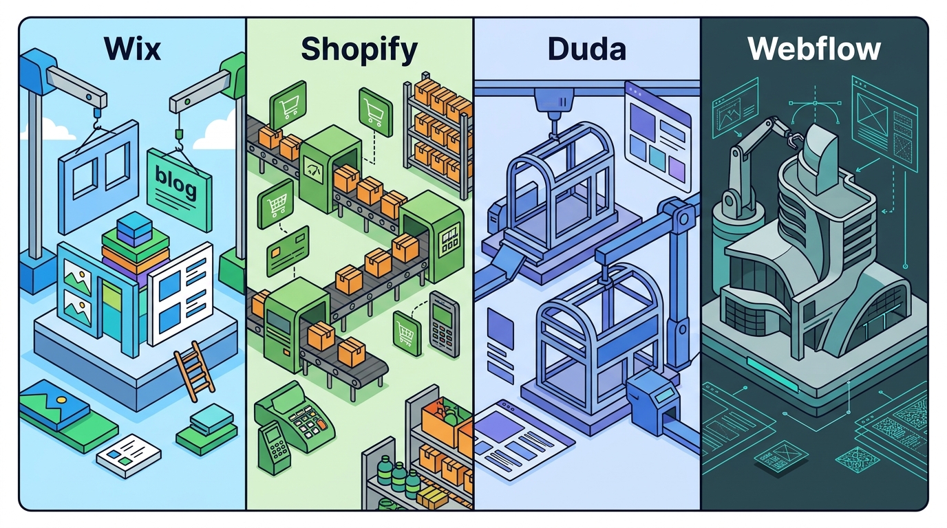 4 Key Differences Between Wix, Shopify, Duda, and Webflow