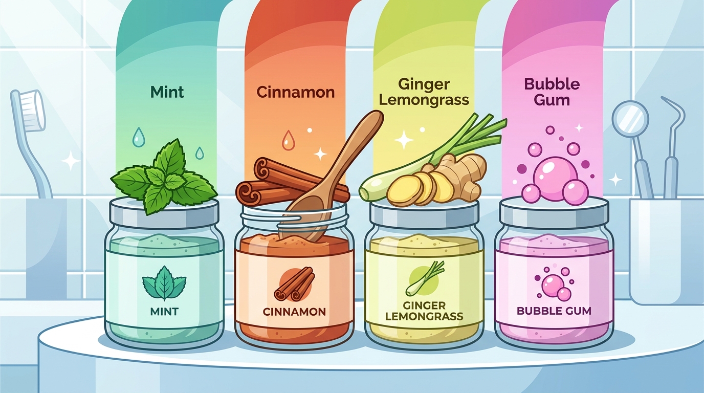 Ayurvedic Tooth Powder Flavors: Mint, Cinnamon & Ginger Taste
