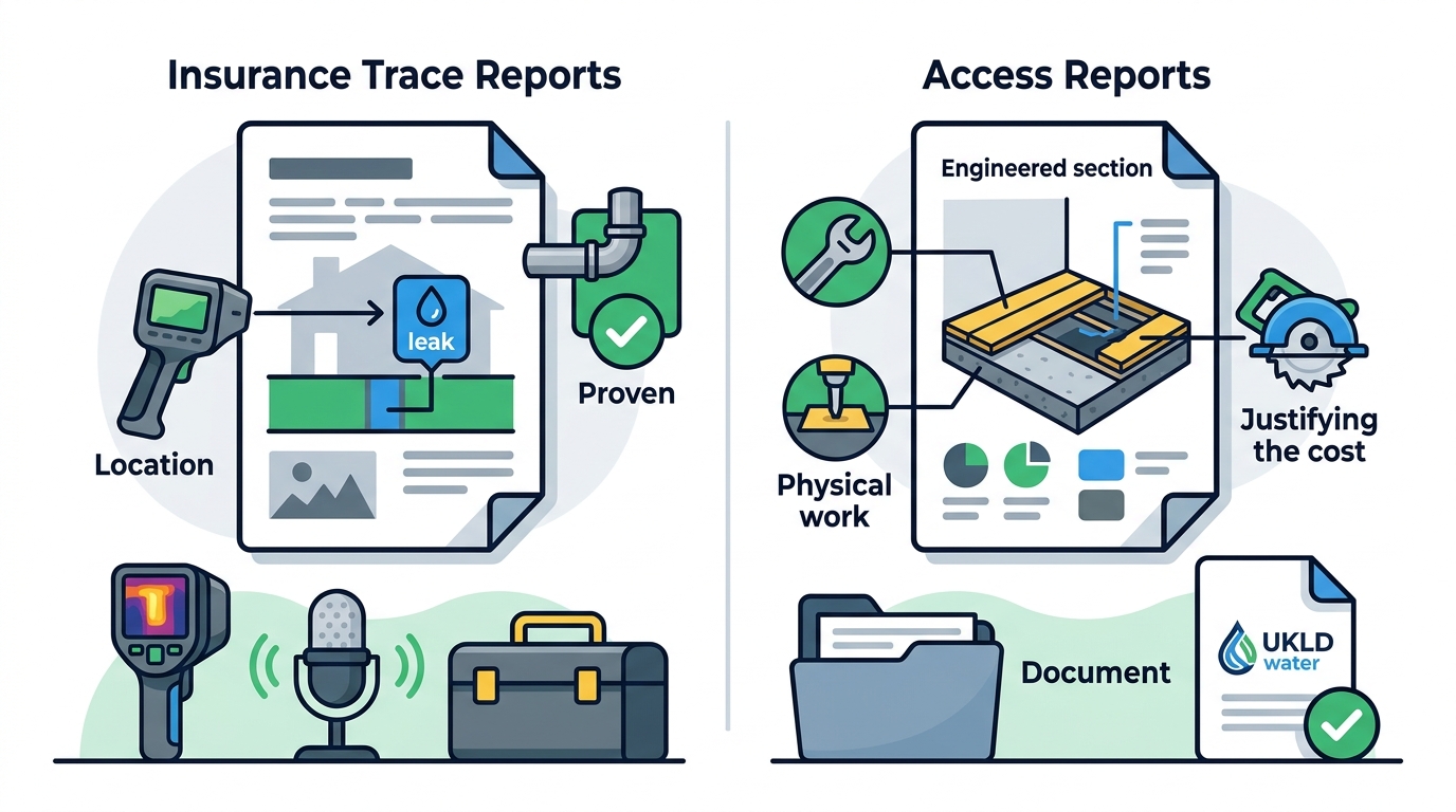 Insurance Trace Reports vs Access Reports for Water Leak Claims