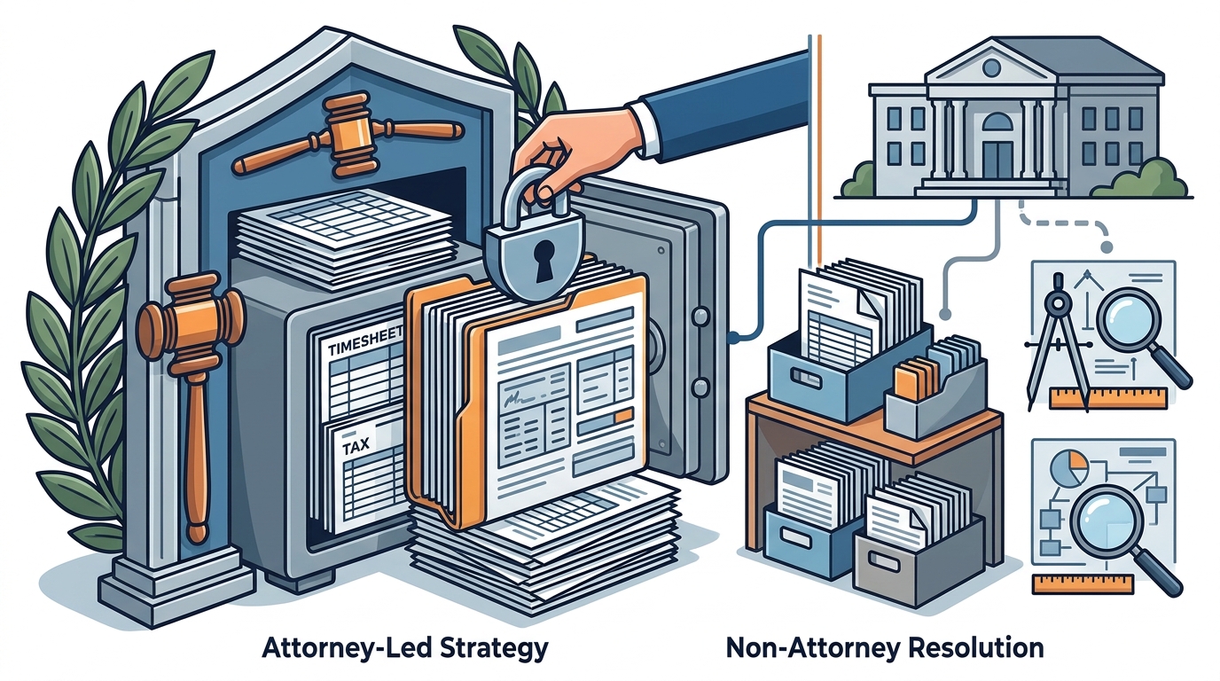 Attorney-Led Strategy vs. Non-Attorney Resolution for Payroll
