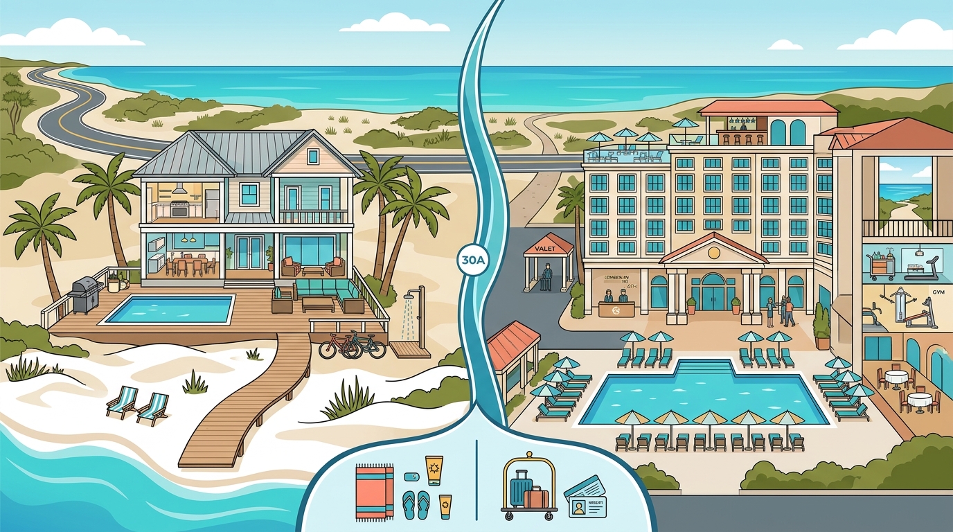 Beachfront Home vs. Resort Hotel on 30A: A Practical Comparison