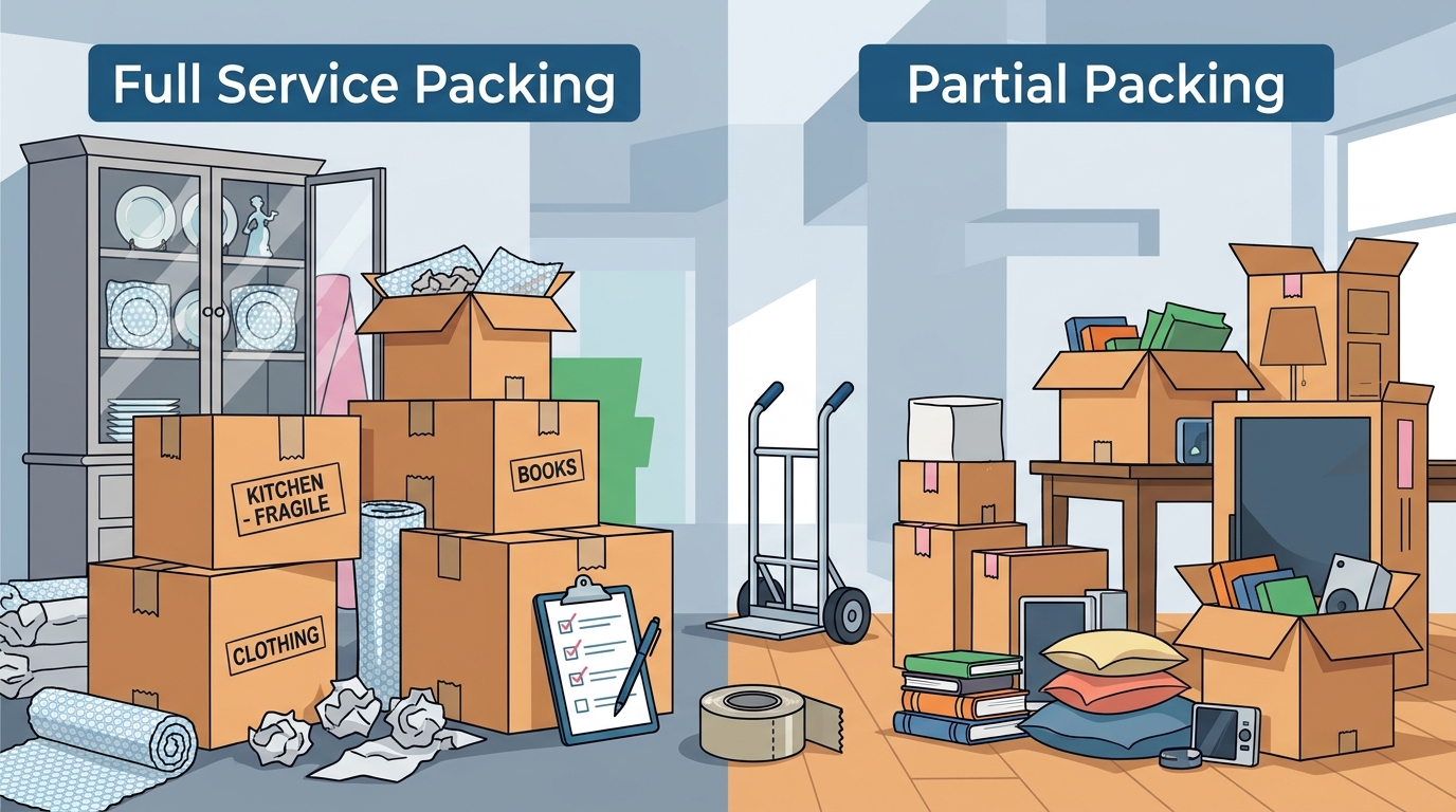 Full Service vs Partial Packing: Which Mover Option Fits Your 20