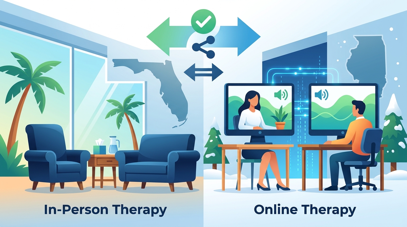 Online vs In-Person Couples Therapy in Florida and Illinois