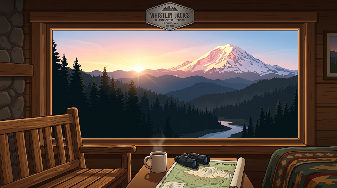 Watching Sunrise Over Mount Rainier From Your Lodge