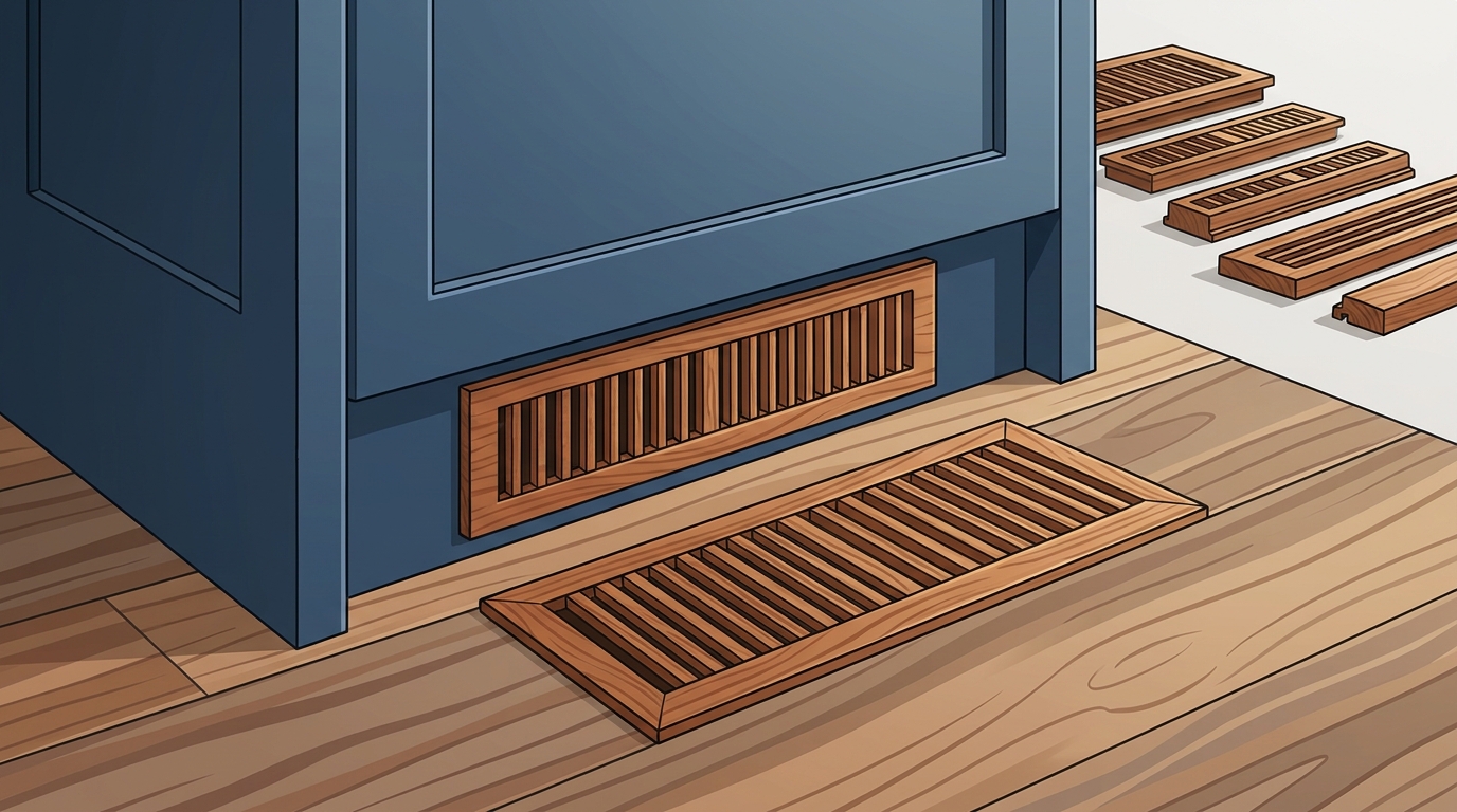 7 Design Styles for Coordinating Toe Kicks with Wood Floor Vents